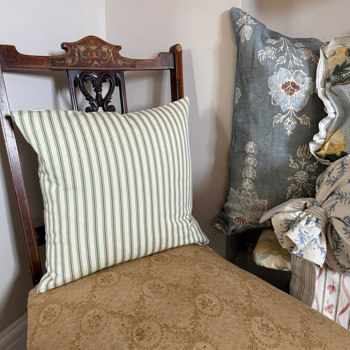 Medium Floral and Stripe Cushion