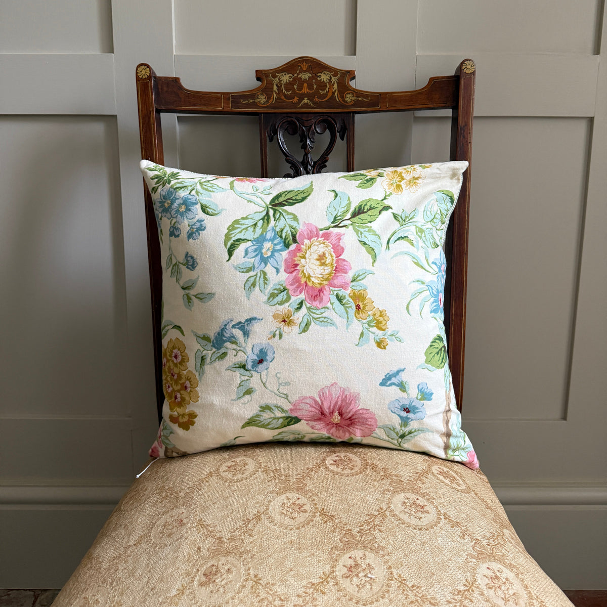Medium Floral and Stripe Cushion
