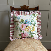 Medium Floral and Stripe Cushion