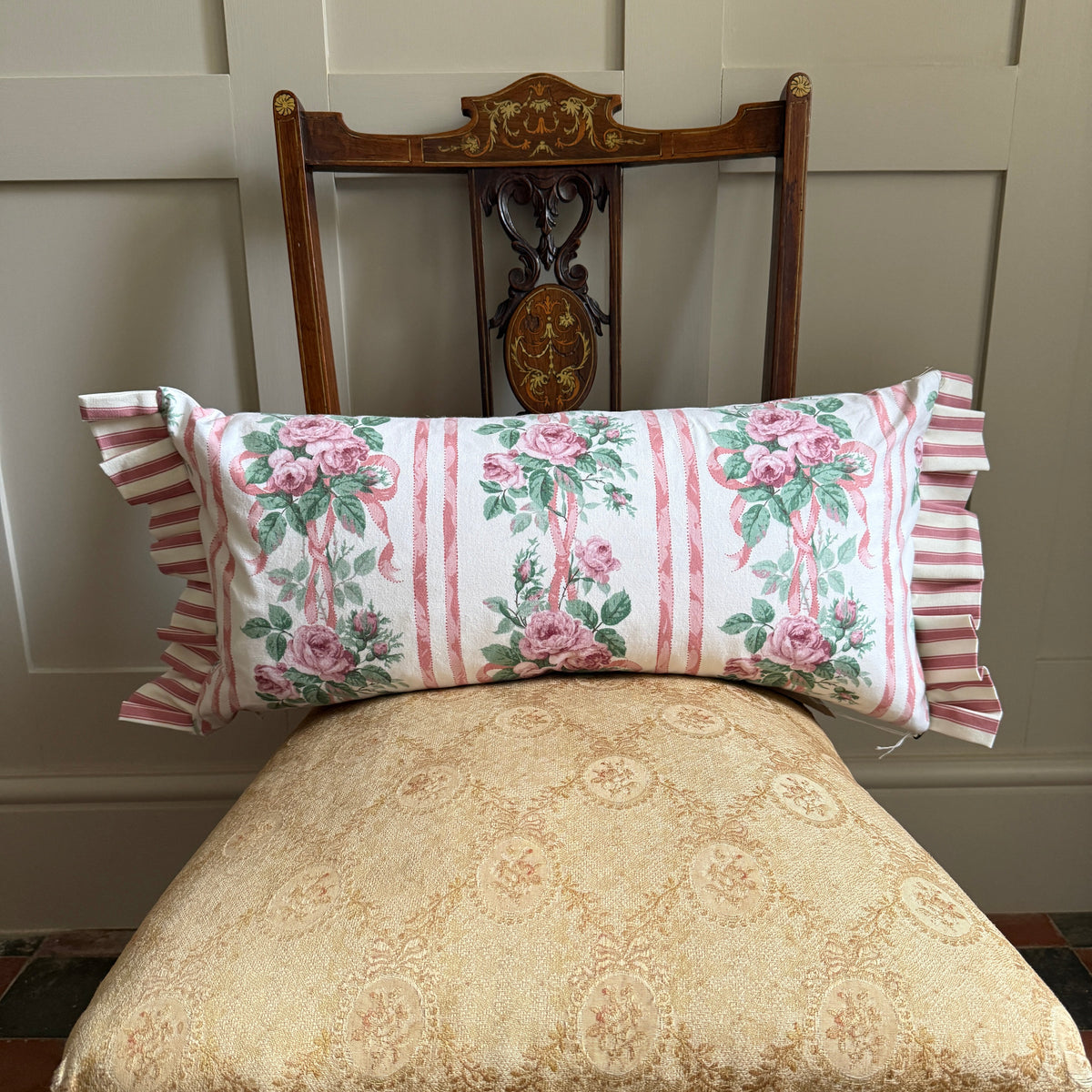 Rectangle Ribbons and Roses Cushion