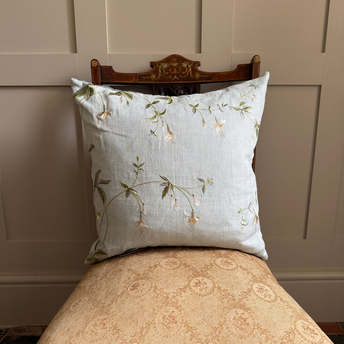Large Snowdrop and Velvet Cushion