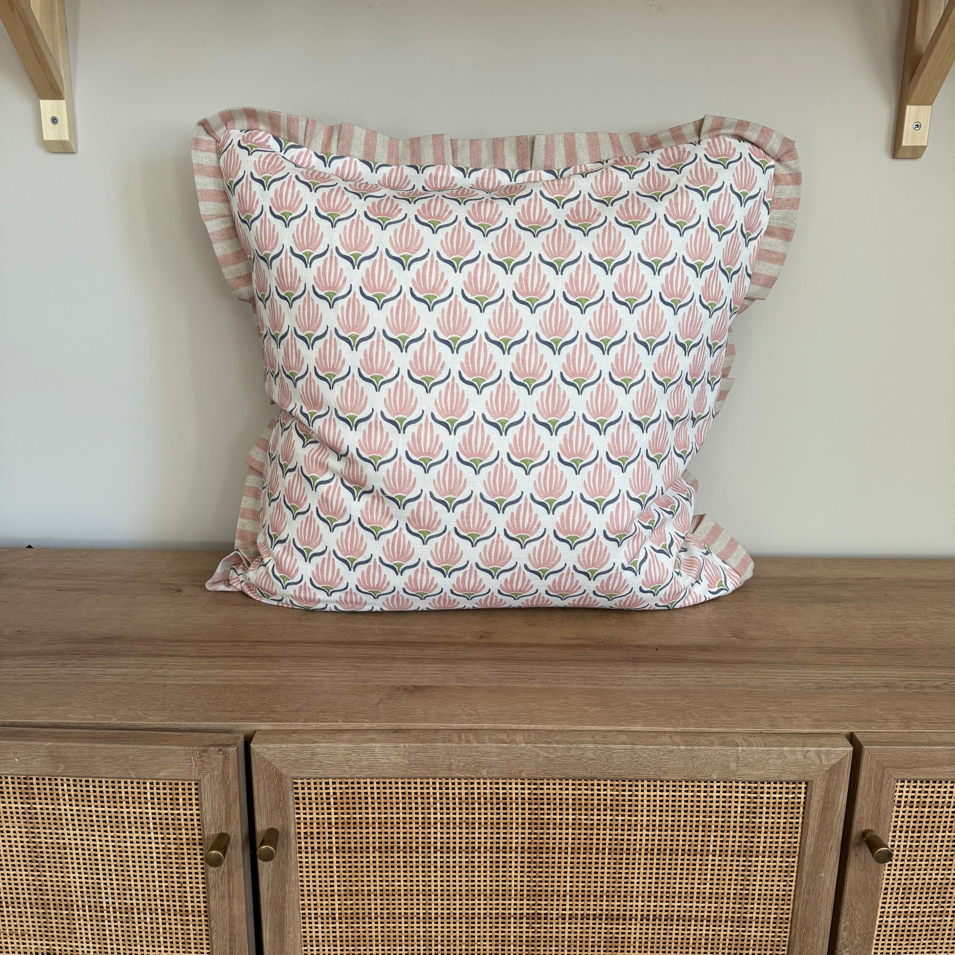 Large Floral and Stripe Cushion