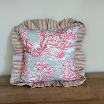 Medium Toile and Stripe Cushion